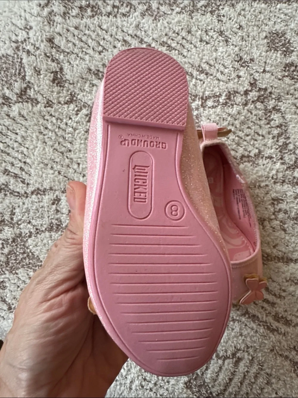 WICKED Pink Glitter Butterfly Flats Sz 8 Girls like new collector dress up